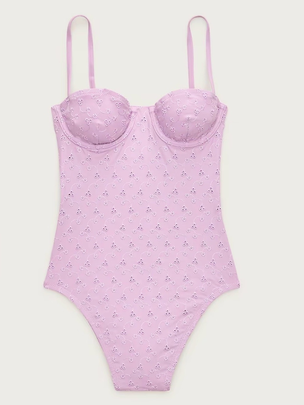 J. Crew Balconette Eyelet Underwire One Piece in Violet Mist Sz 8 NWT